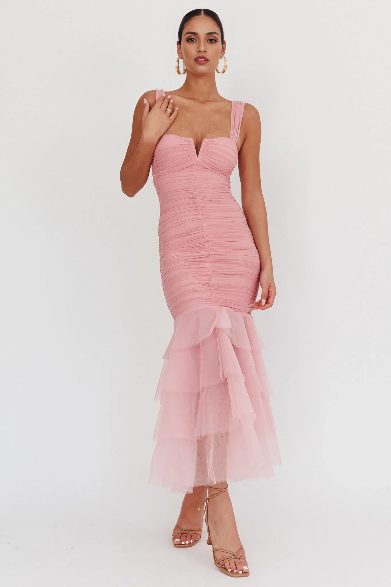 Elegant chiffon hem with pleats and an extra long mermaid hem Homecoming Dresses