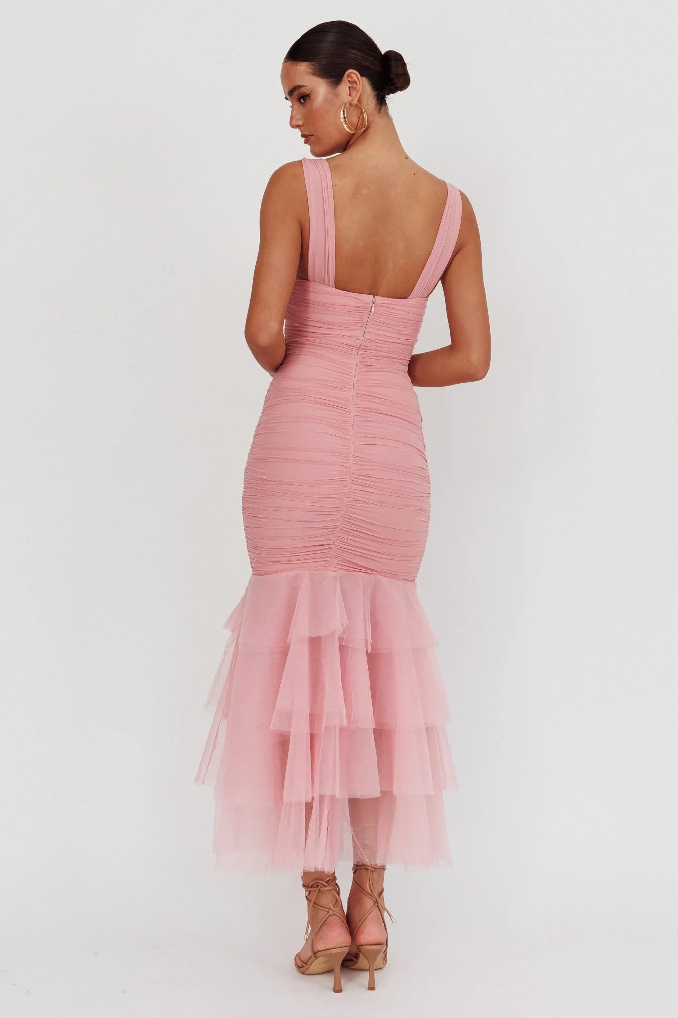 Elegant chiffon hem with pleats and an extra long mermaid hem Homecoming Dresses