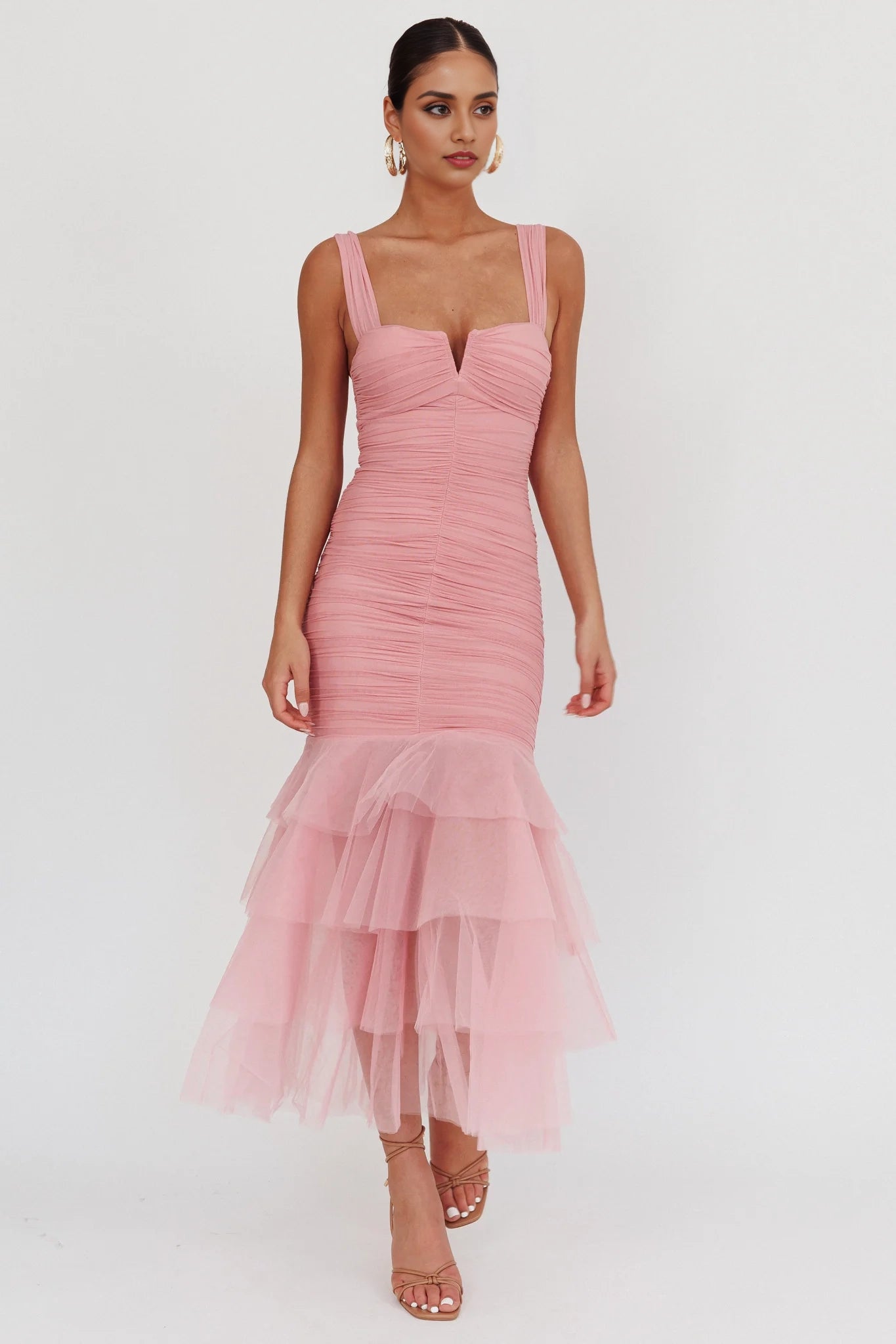 Elegant chiffon hem with pleats and an extra long mermaid hem Homecoming Dresses