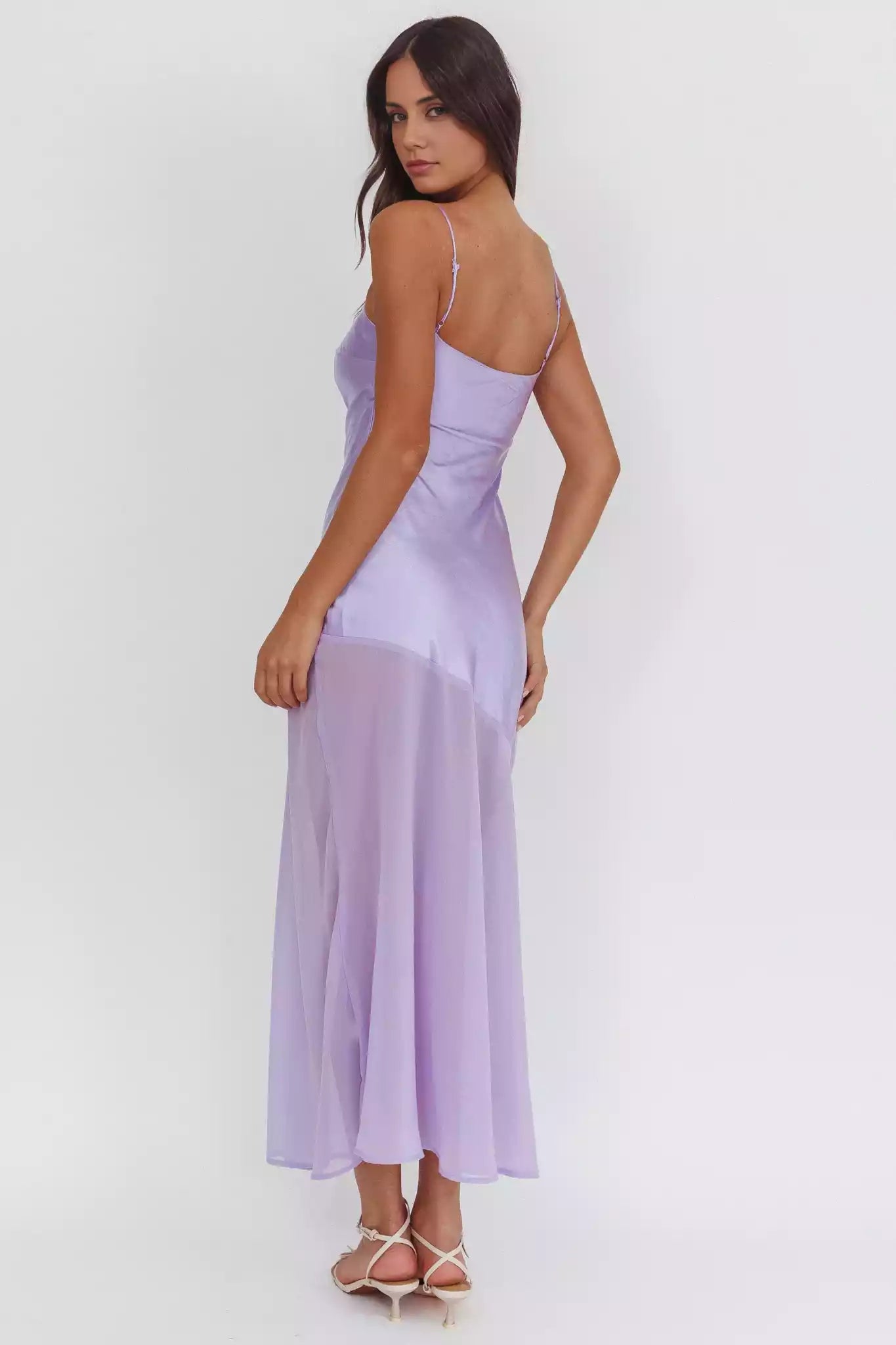 Elegant chiffon unlined thin shoulder strap with side zipper Prom Dresses