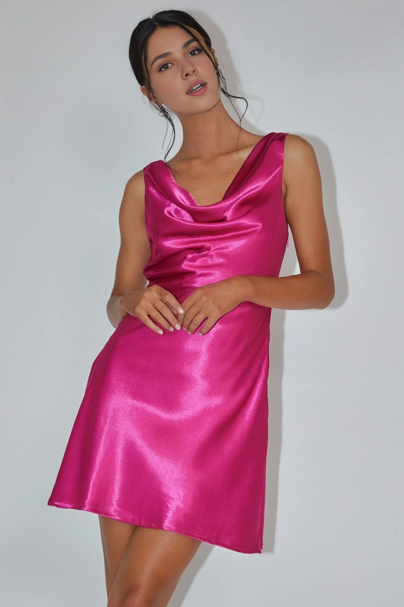 Elegant dangling neckline, dangling back, mini scarf, collar, side zipper, Homecoming Dresses