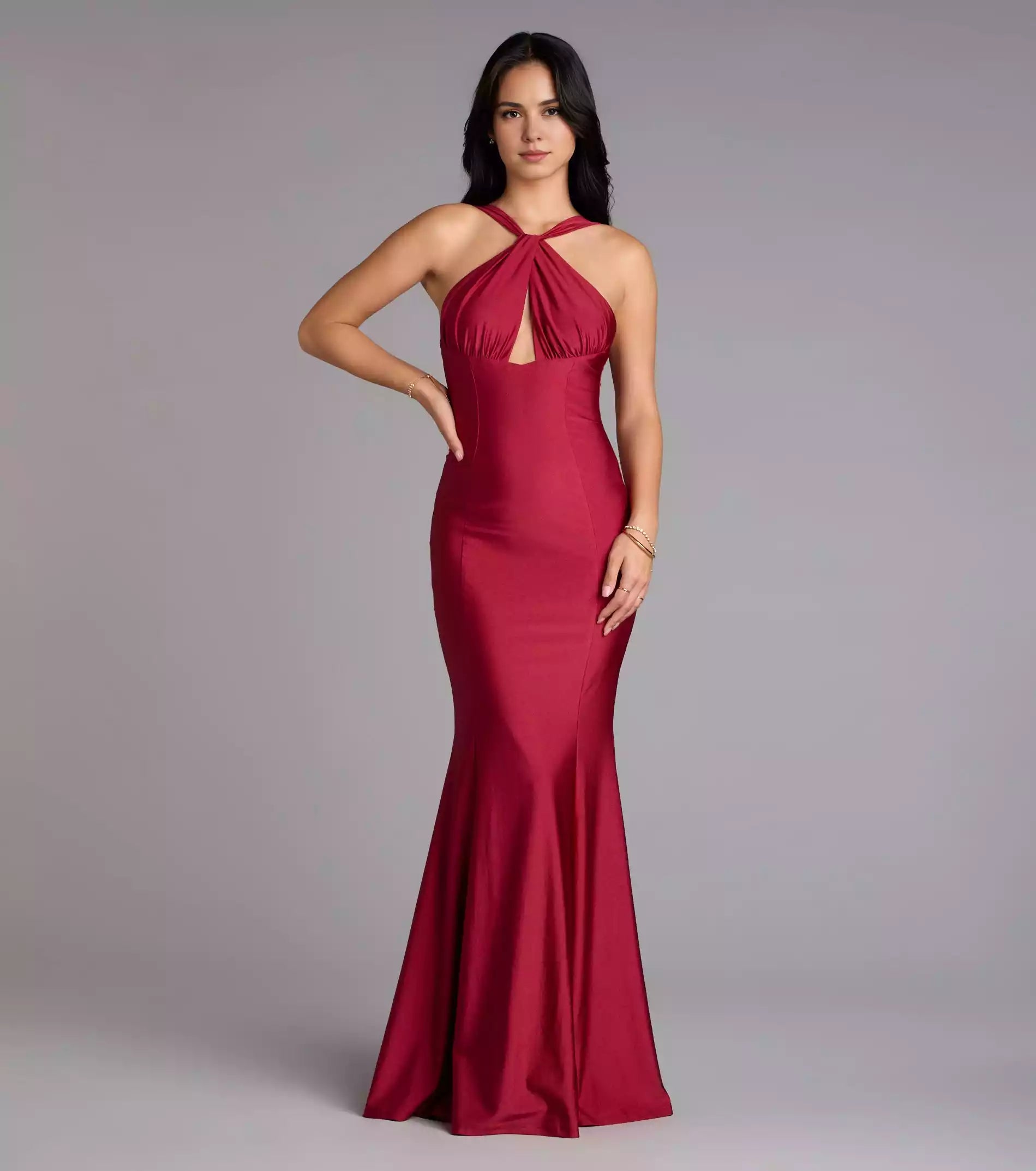 Elegant knitted lining elastic backless suspender collar and back strap mermaid and floor Prom Dresses