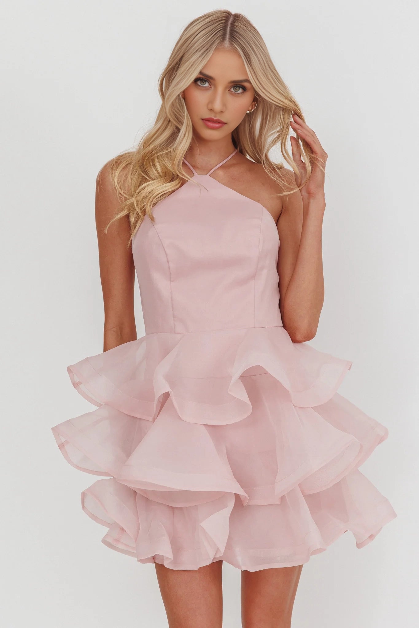 Elegant multi-layer ruffled camisole mini back strap Homecoming Dresses