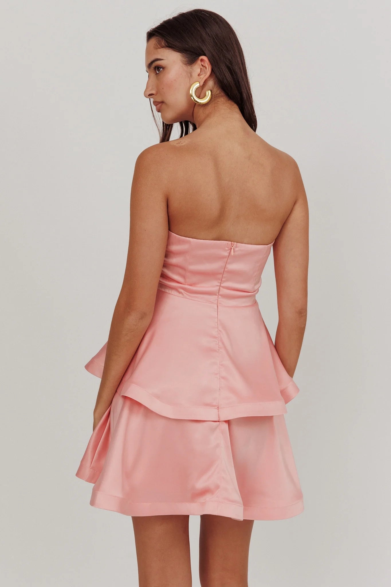 Elegant off shoulder layered ruffled mini bridesmaid dress with full charm
