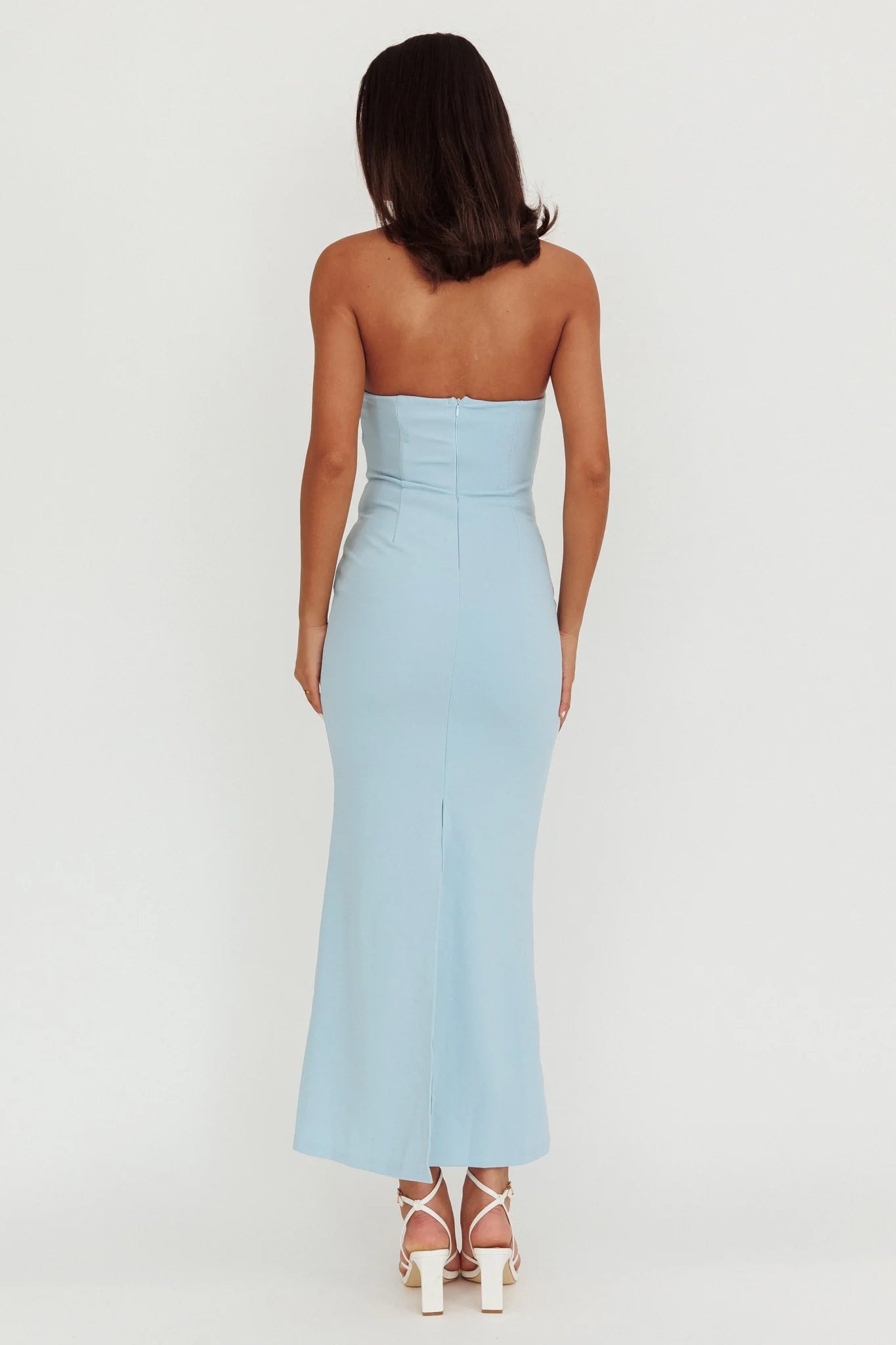 Elegant off shoulder pleated strapless chest with pleated details bridesmaid dress