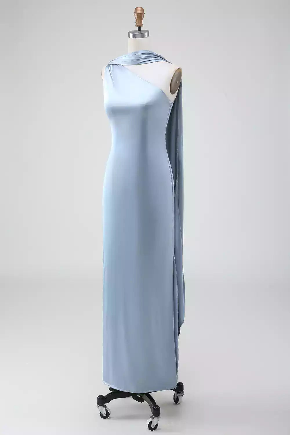 Elegant satin single shoulder sleeveless and floor length slim fit Bridesmaid Dresses