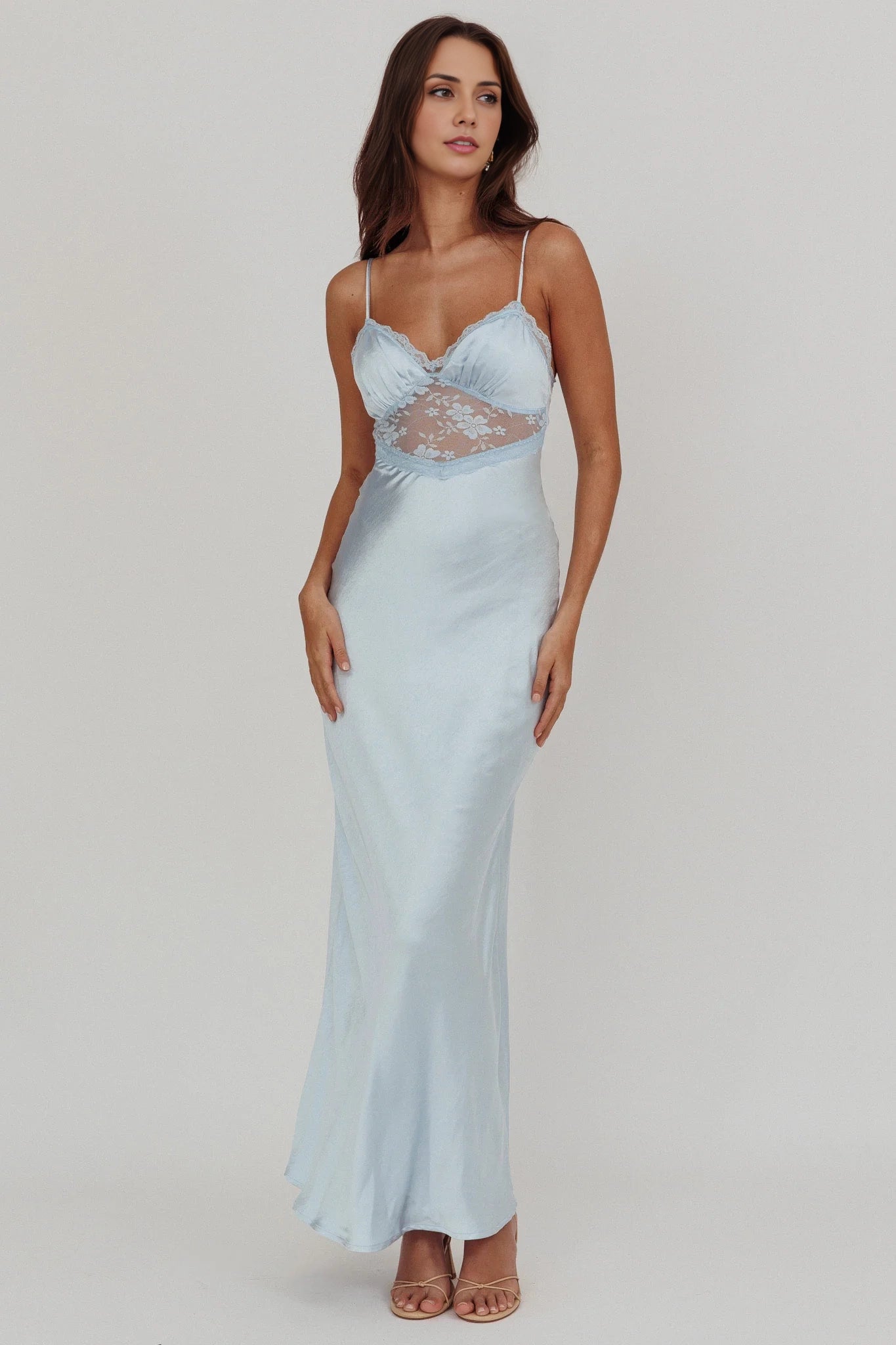 Elegant satin with extra long lace trim, adjustable straps, invisible zipper, Homecoming Dresses