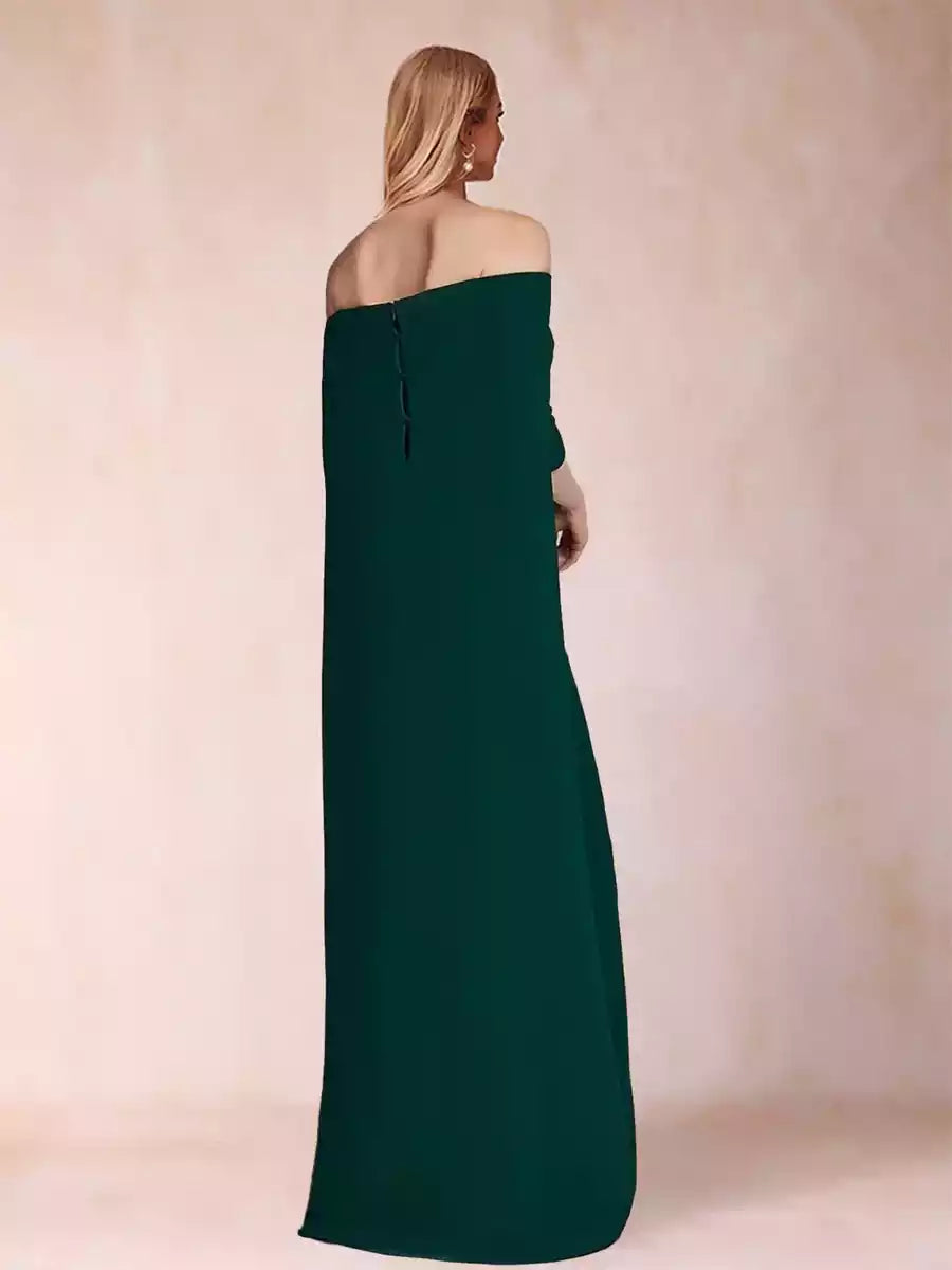 Elegant slim fit/straight off shoulder half sleeved long shawl Mother of the Bride Dresses