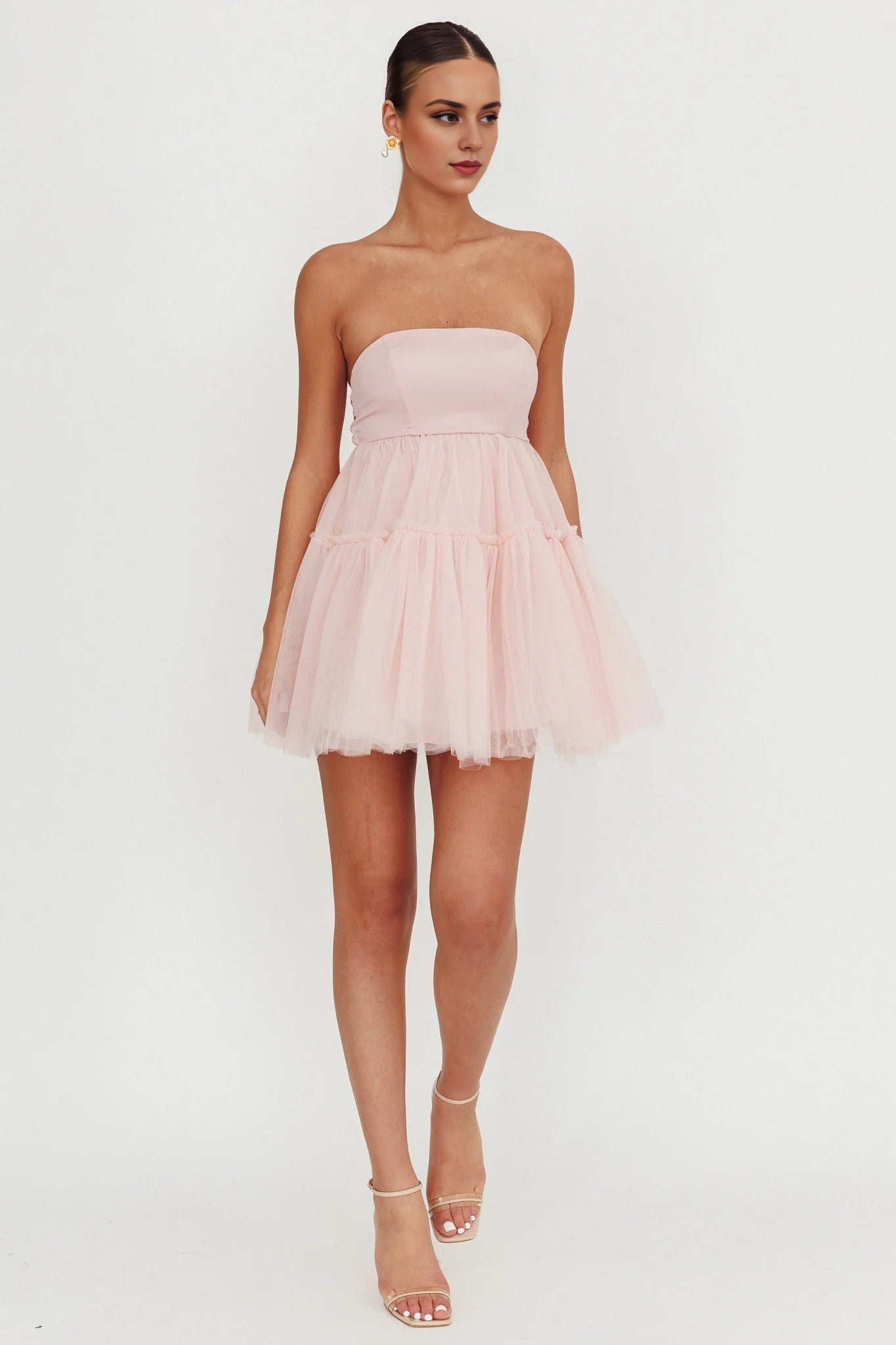 Elegant strapless chiffon mini back with zipper tie bow Homecoming Dresses
