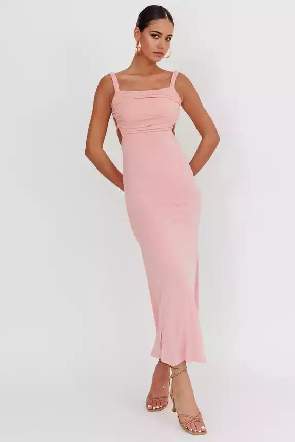 Elegant tight silhouette pleated elastic shoulder strap, back strap, hidden zipper, Prom Dresses