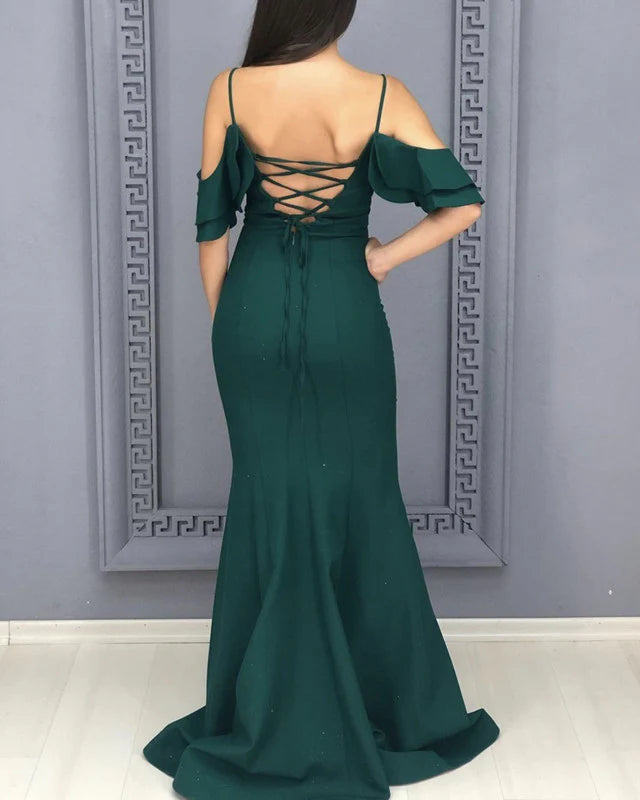 Ruffles Off The Shoulder Evening Dresses