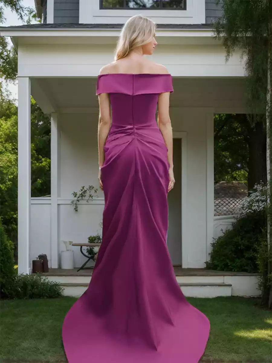 Enchanting Speaker/Mermaid Style Shoulder Fold Long Front Opener Mother of the Bride Dresses