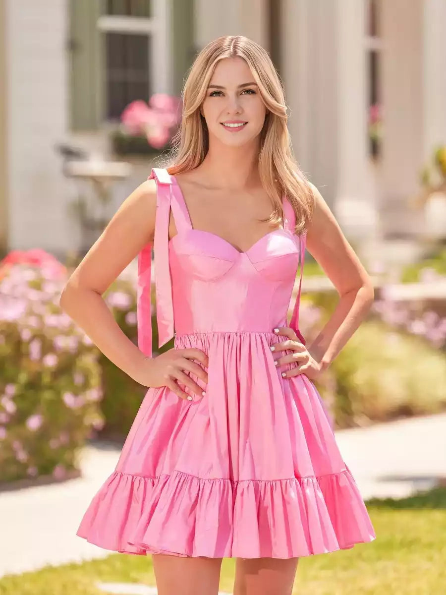 Exquisite A-line heart-shaped neckline, taffeta ruffle edge, A-line silhouette, Homecoming Dresses