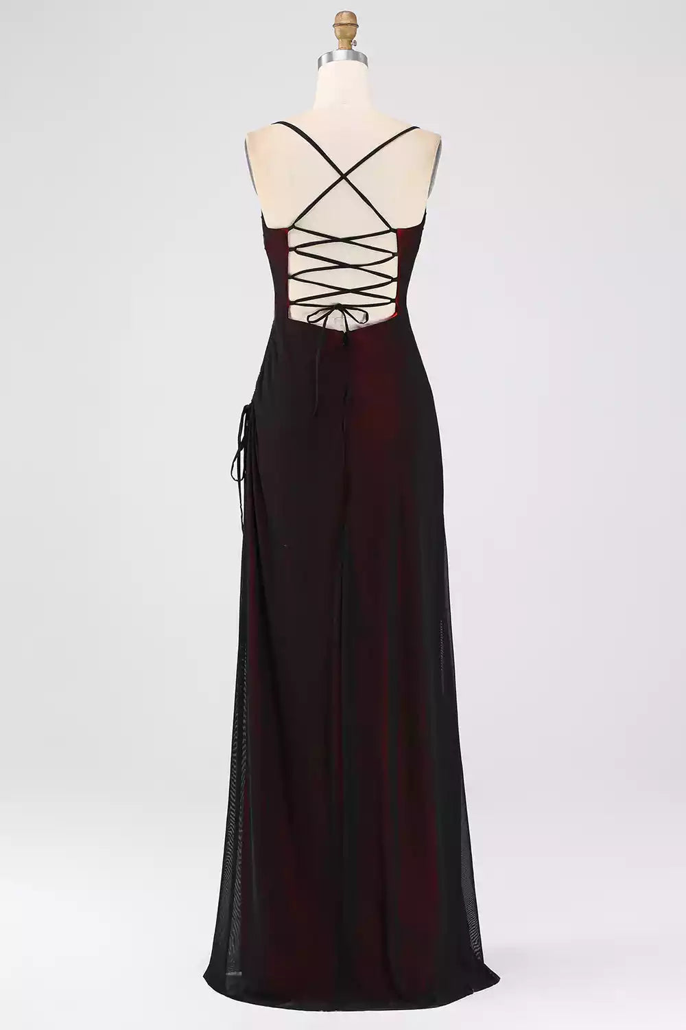 Exquisite thin shoulder straps with sleeveless and floor embellishment for backless Bridesmaid Dresses
