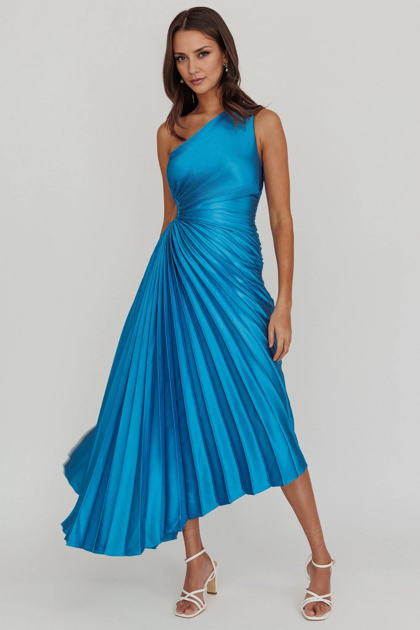 Eye catching pleated satin medium length invisible side zipper Homecoming Dresses