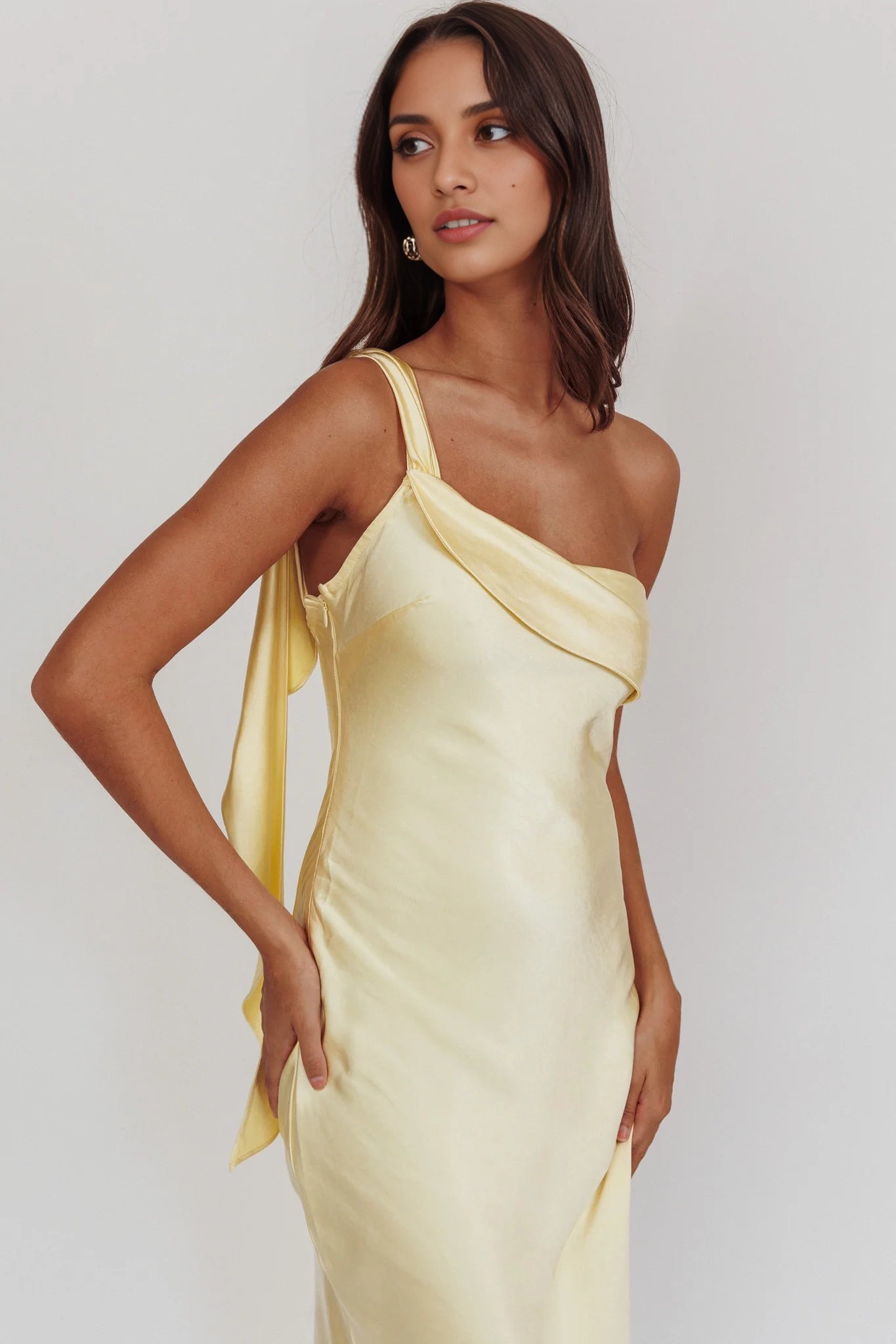 Fashionable satin, extra long ruffle edge, single shoulder strap, invisible side zipper, Homecoming Dresses
