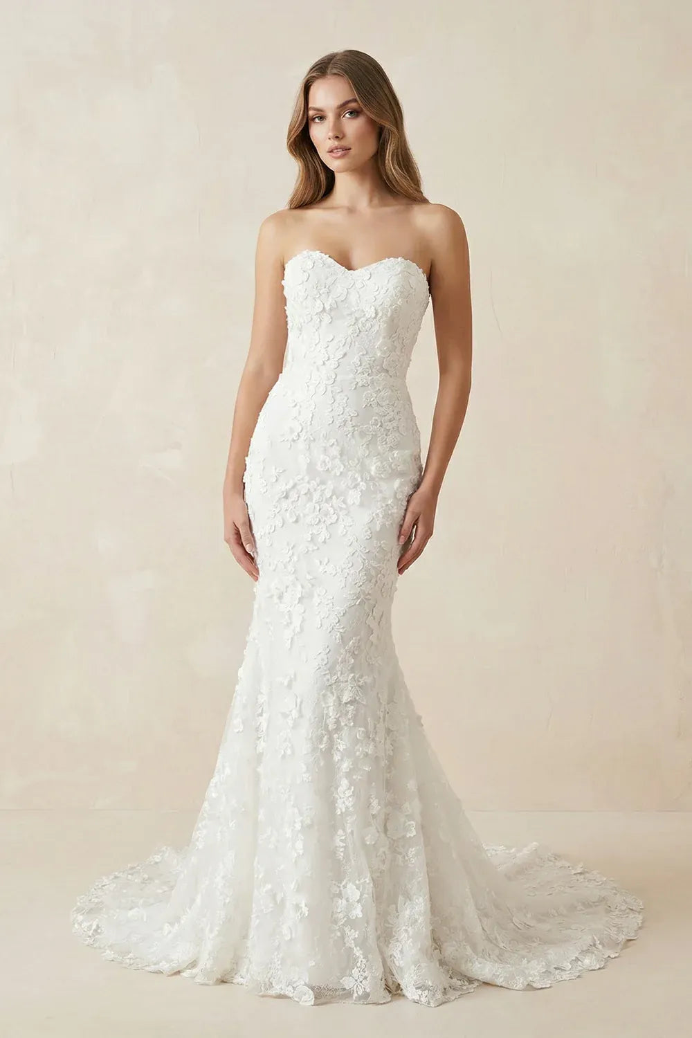 Floral Lace Mermaid Wedding Dress with Convertible Necklines