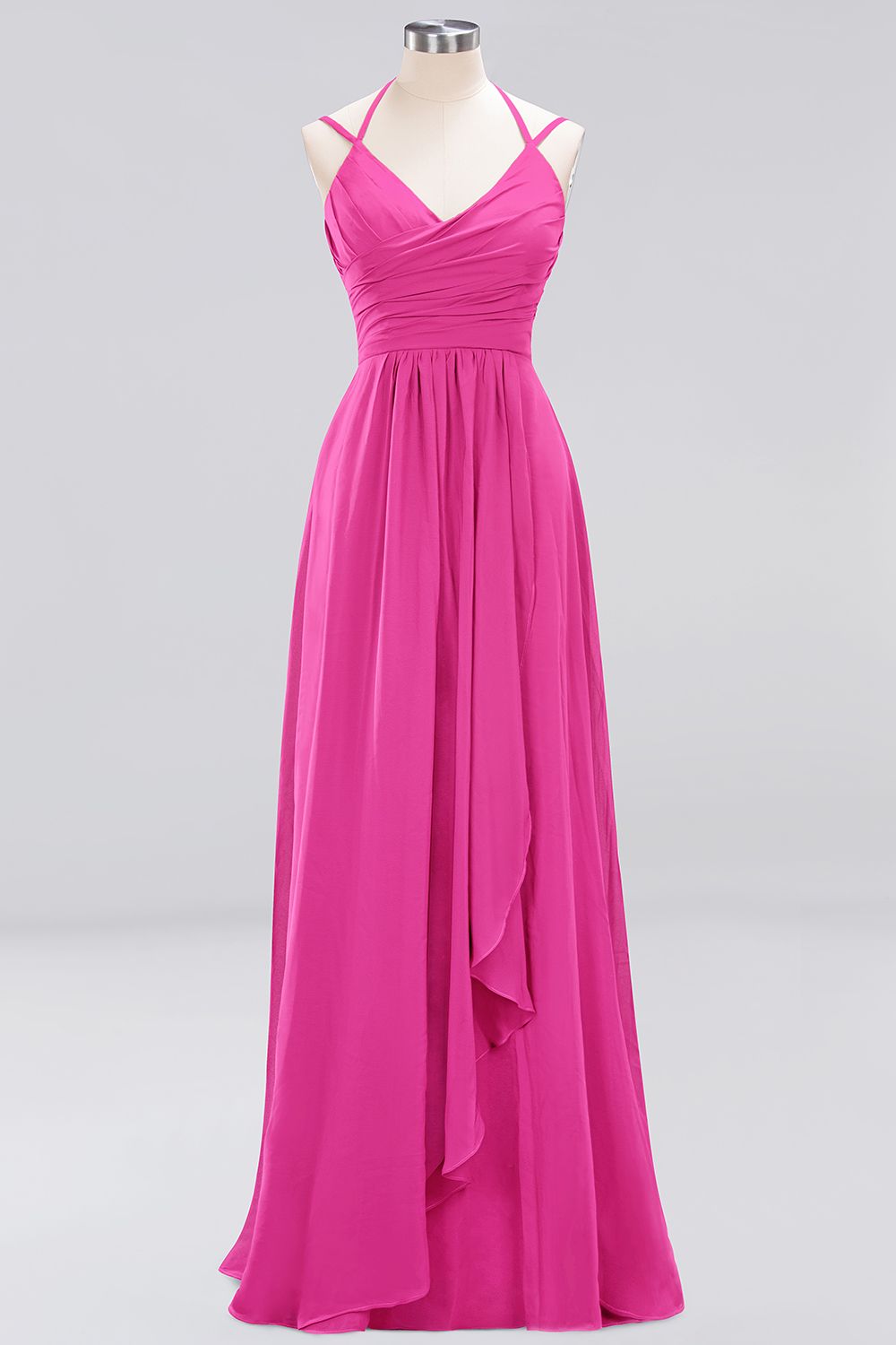 A-line Spaghetti Straps Sleeveless Ruffles Floor-Length Bridesmaid Dresses