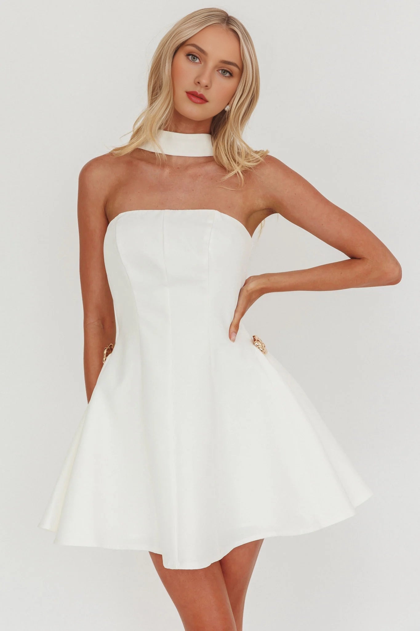 Full of charm, strapless, off shoulder button mini Homecoming Dresses