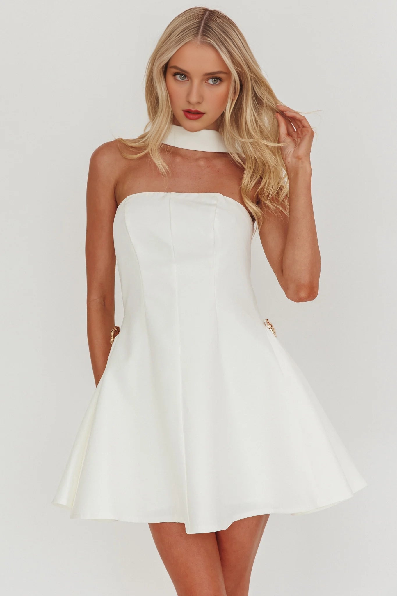 Full of charm, strapless, off shoulder button mini Homecoming Dresses
