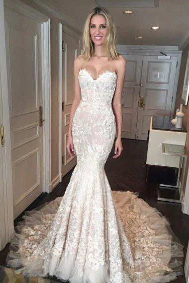 Gorgeous Mermaid Sweetheart Court Train Tulle Wedding Dresses