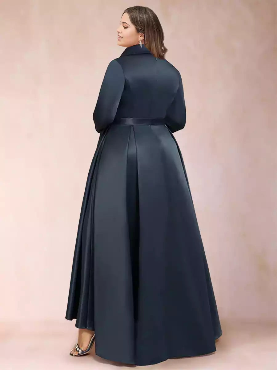 Gorgeous A-line/Princess style asymmetrical V-neck plus size Mother of the Bride Dresses