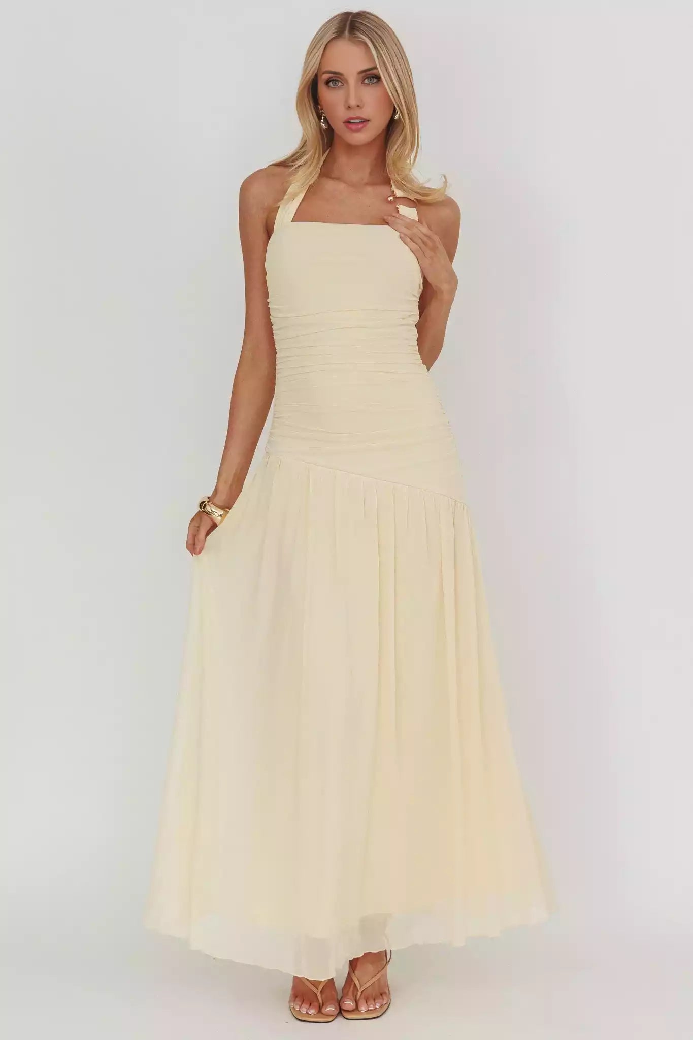 Gorgeous asymmetrical low waisted backless neckline with zipper at the back Prom Dresses