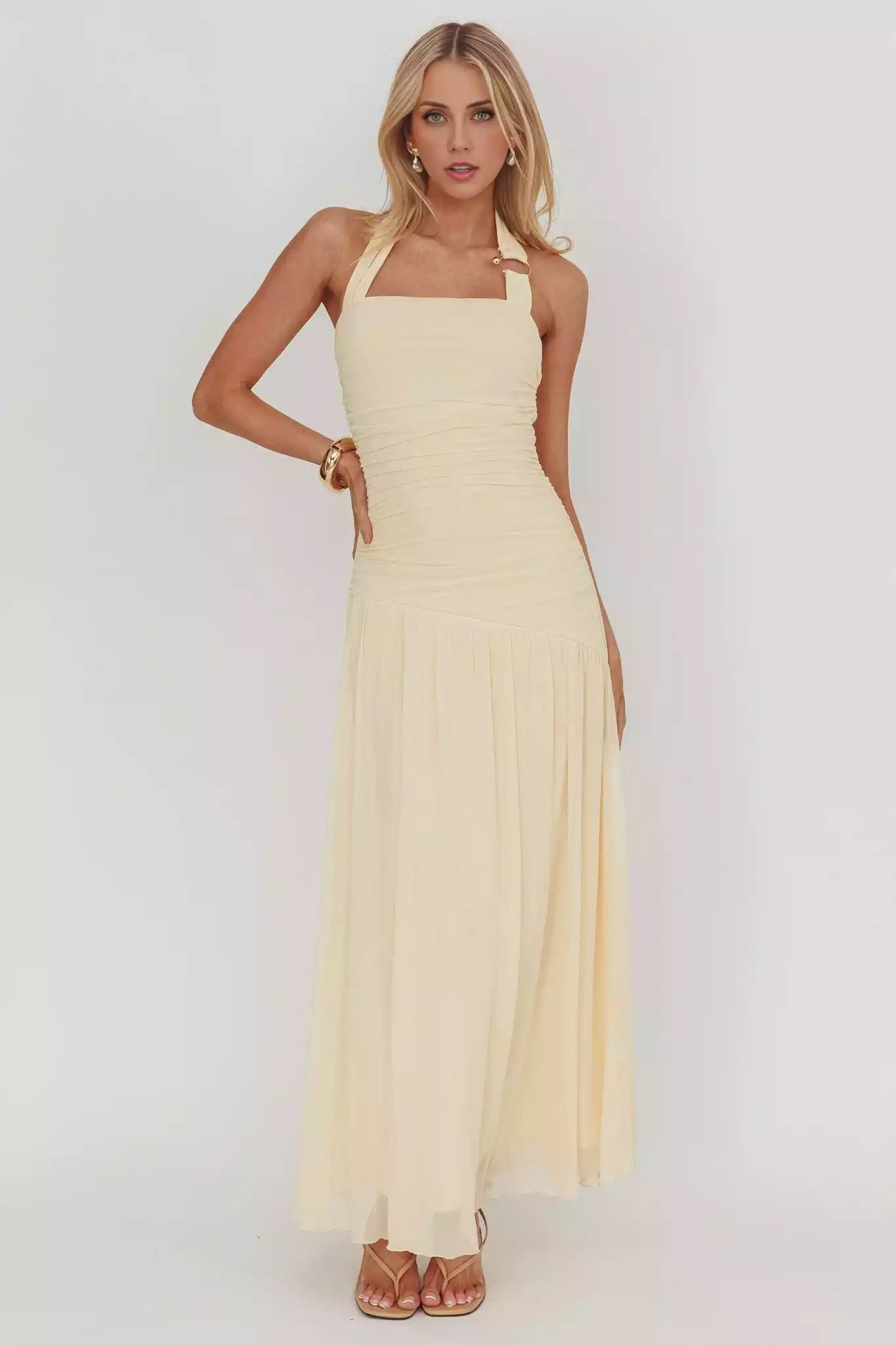 Gorgeous asymmetrical low waisted backless neckline with zipper at the back Prom Dresses