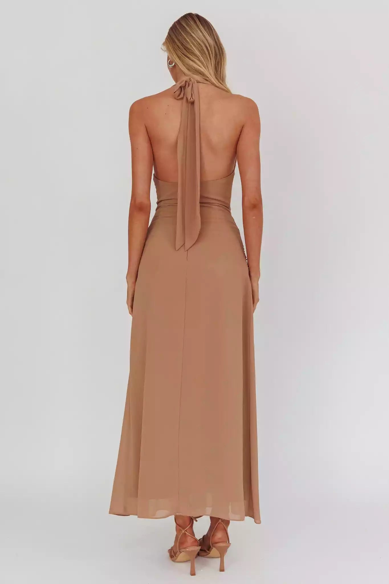 Gorgeous backless lining, waist strap, back with zipper Prom Dresses