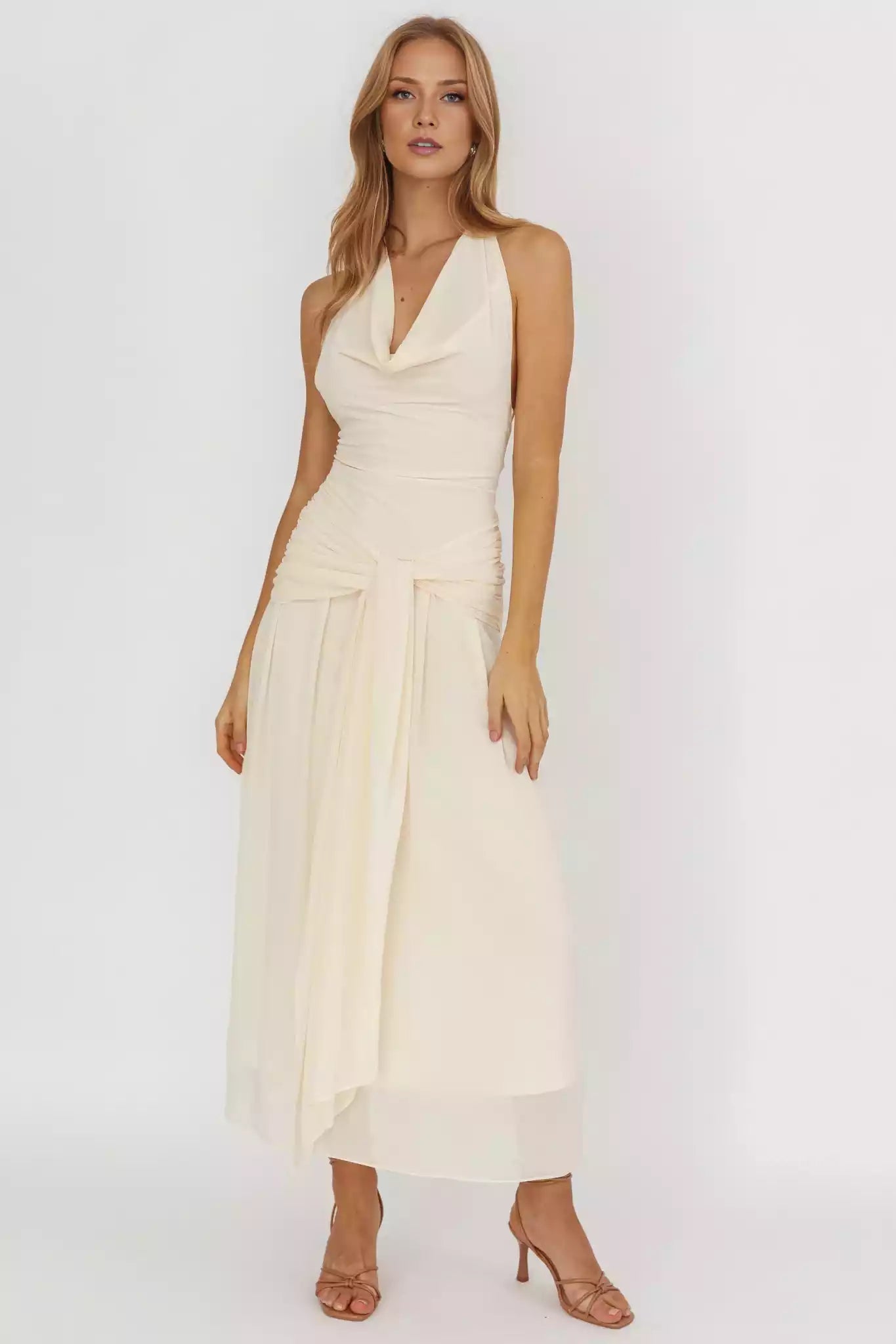 Gorgeous backless lining, waist strap, back with zipper Prom Dresses