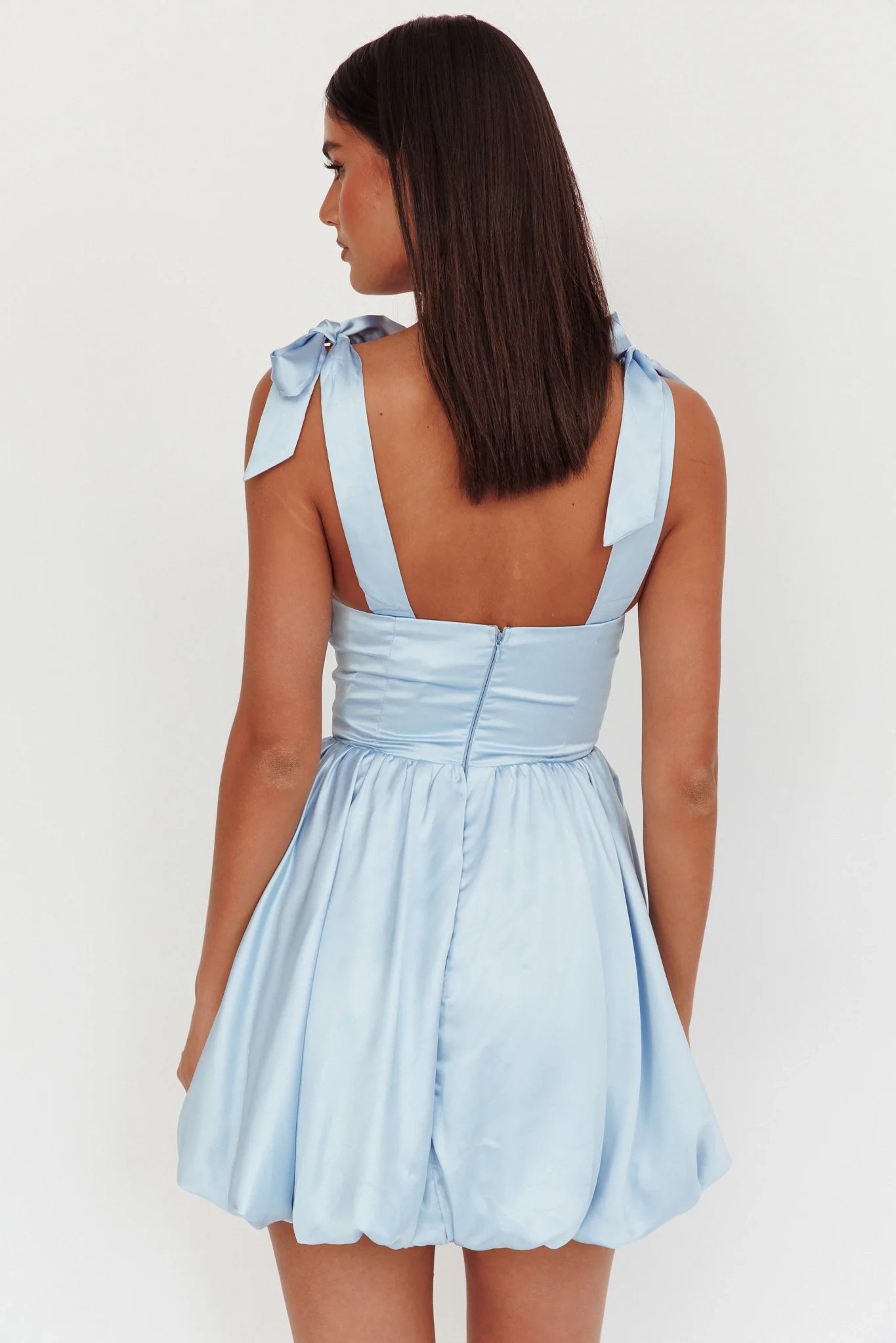 Gorgeous bubble hem with lace up shoulder and back zipper Homecoming Dresses