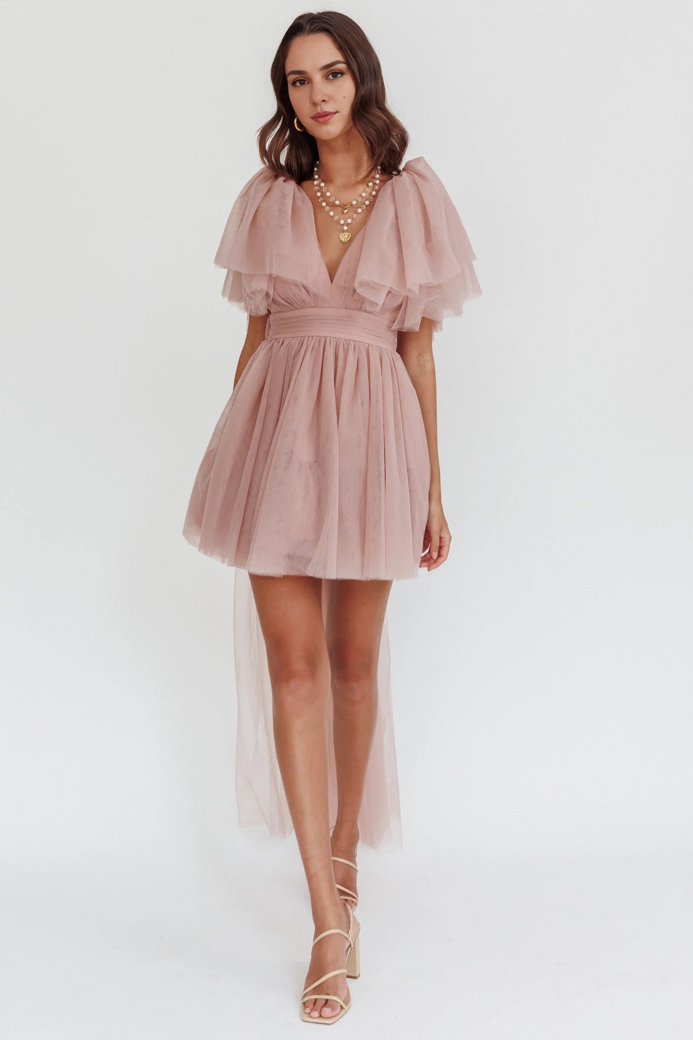 Gorgeous chiffon mini ruffle sleeves deep V-neck backless lace up invisible zipper Homecoming Dresses