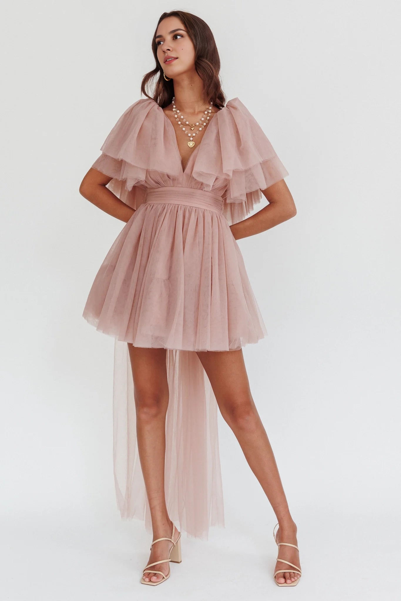 Gorgeous chiffon mini ruffle sleeves deep V-neck backless lace up invisible zipper Homecoming Dresses