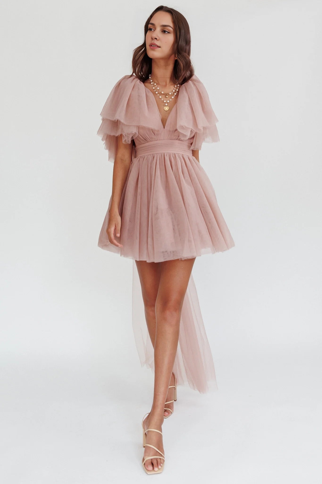 Gorgeous chiffon mini ruffle sleeves deep V-neck backless lace up invisible zipper Homecoming Dresses