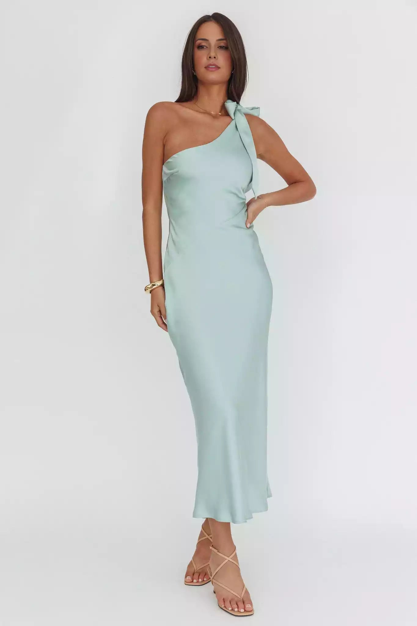 Gorgeous decorative lining with single shoulder design, featuring bow tie side zipper Prom Dresses