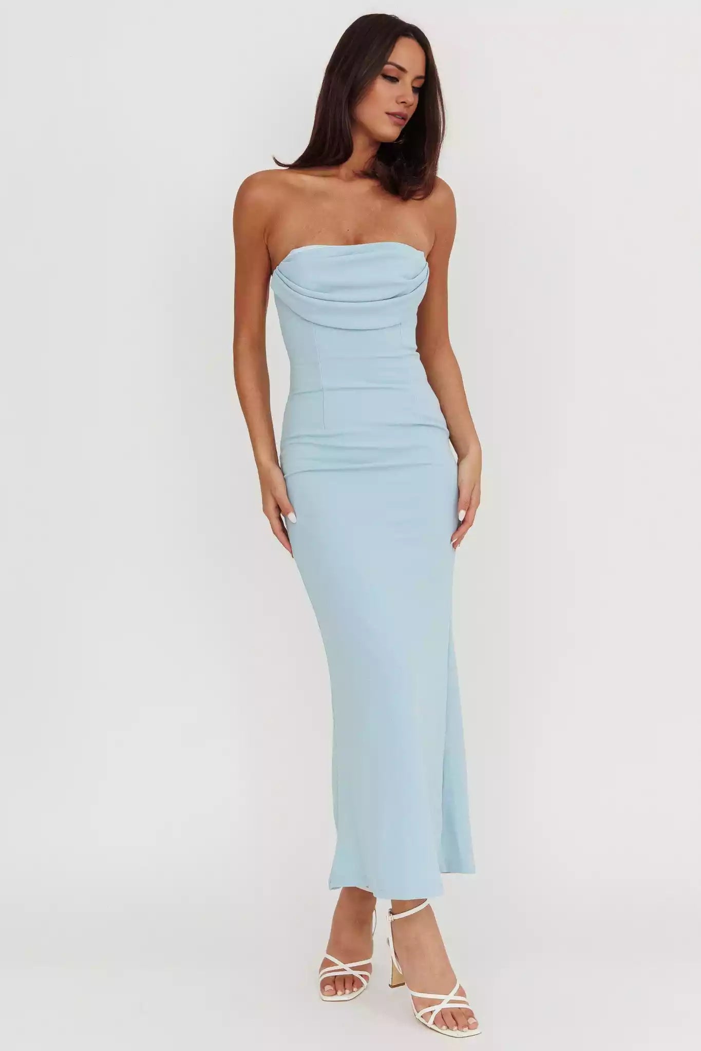 Gorgeous interior strapless chest with pleated details and zippered back for a snug fit Prom Dresses silhouette