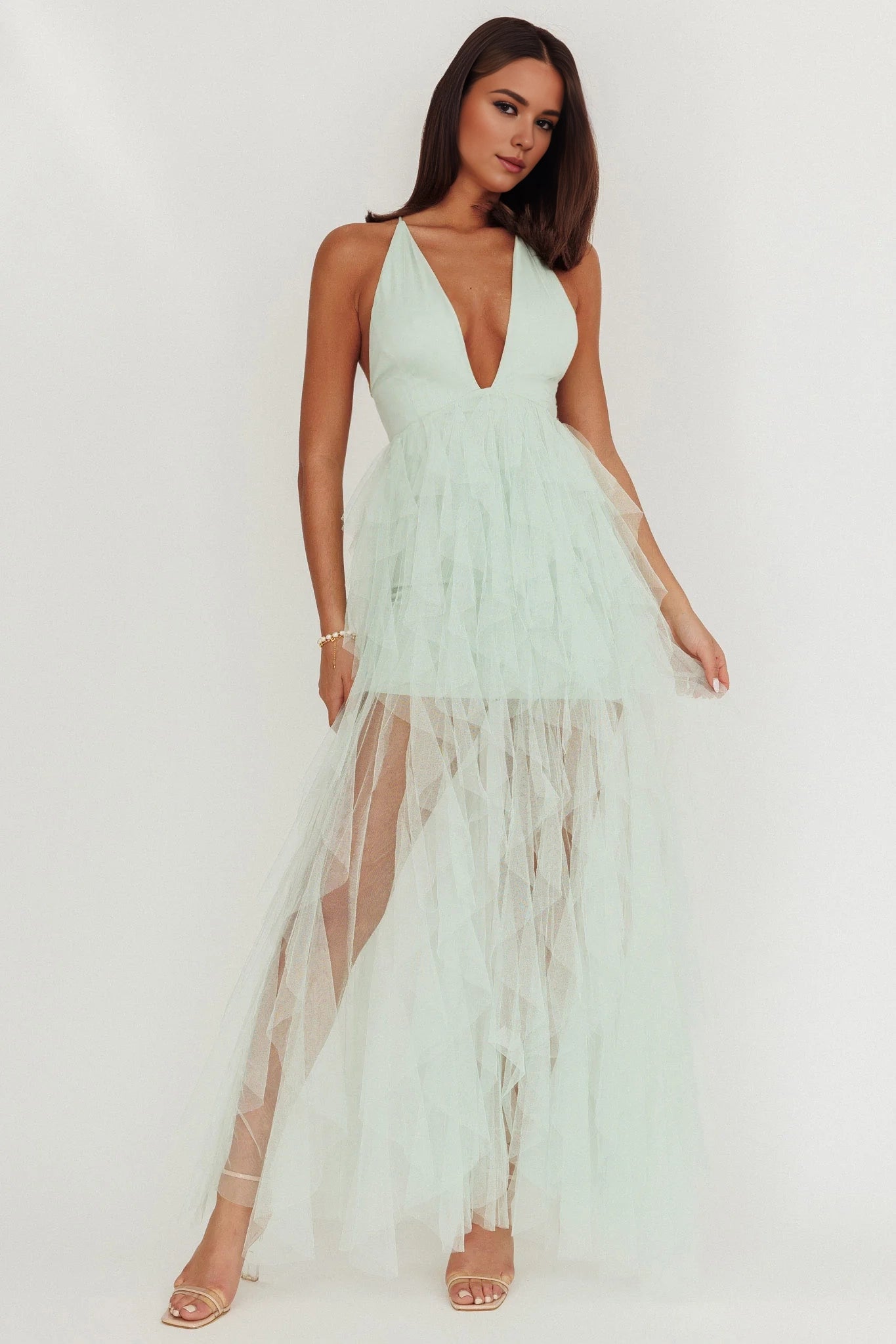 Gorgeous layered ruffle edge backless lace up with zipper at the back Homecoming Dresses