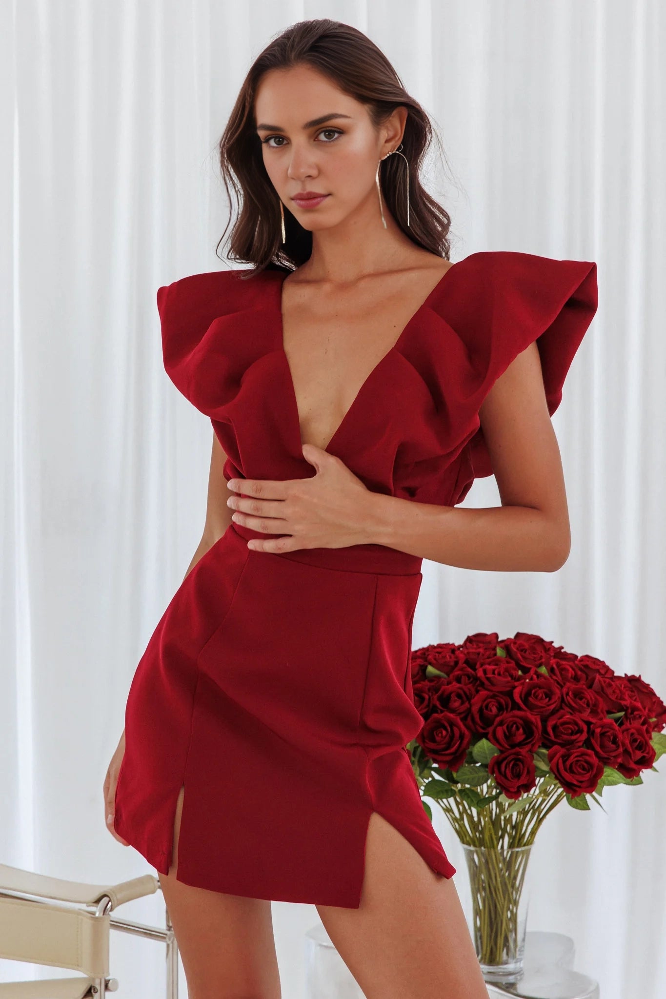 Gorgeous mini V-neck bubble sleeves open back with zipper Homecoming Dresses