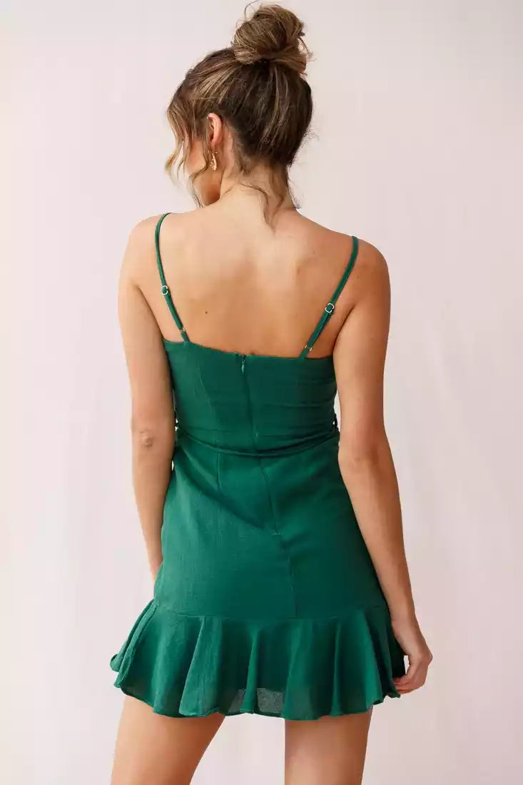 Gorgeous mini adjustable camisole with elegant cut and ruffled edges, fully lined Homecoming Dresses