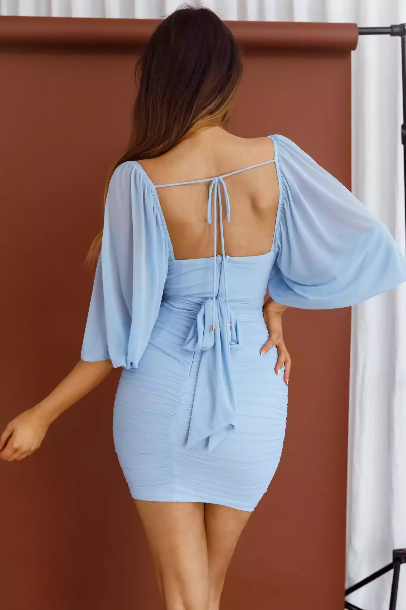 Gorgeous mini lining mesh covered pleated tight corset with waist straps and back zipper Homecoming Dresses