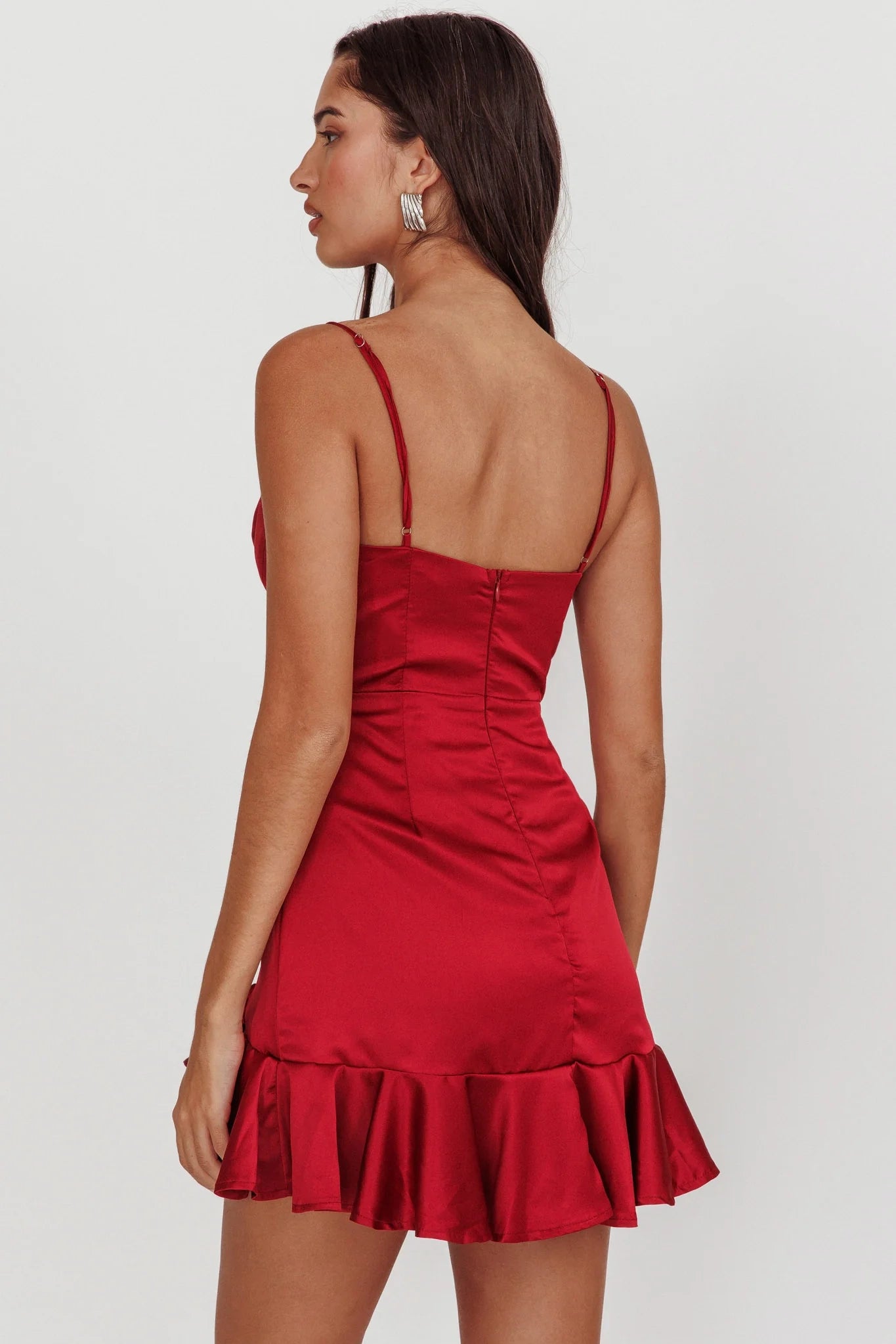 Gorgeous mini ruffled hem with adjustable thin shoulder strap and invisible back zipper Homecoming Dresses
