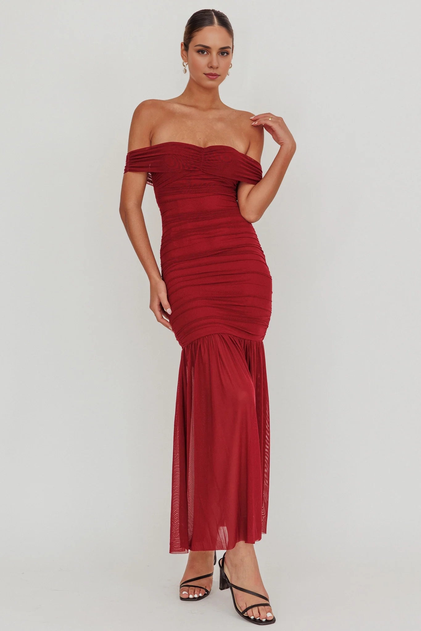 Gorgeous off shoulder extra long invisible back zipper chest pad creates stunning looks Homecoming Dresses