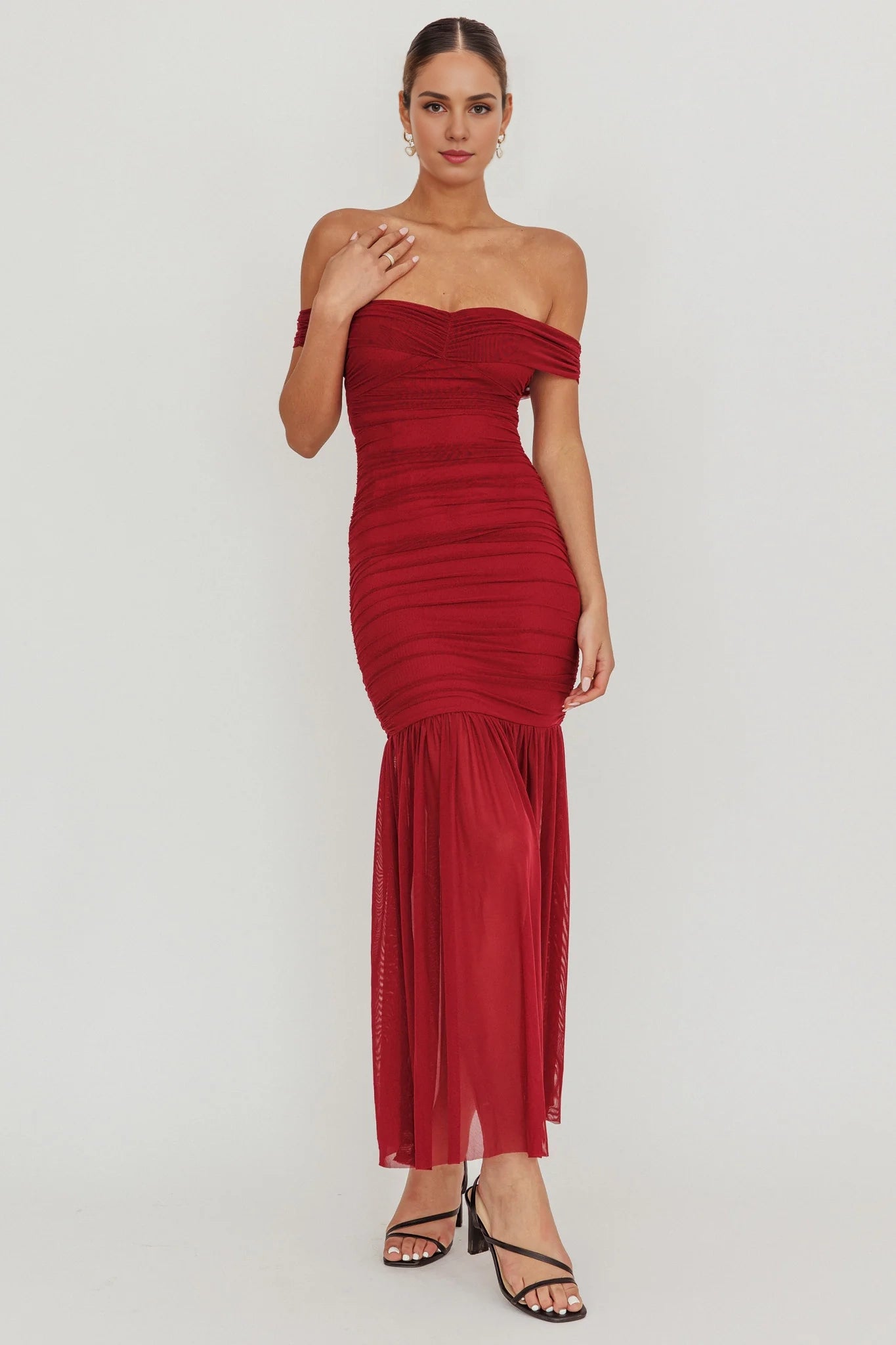 Gorgeous off shoulder extra long invisible back zipper chest pad creates stunning looks Homecoming Dresses