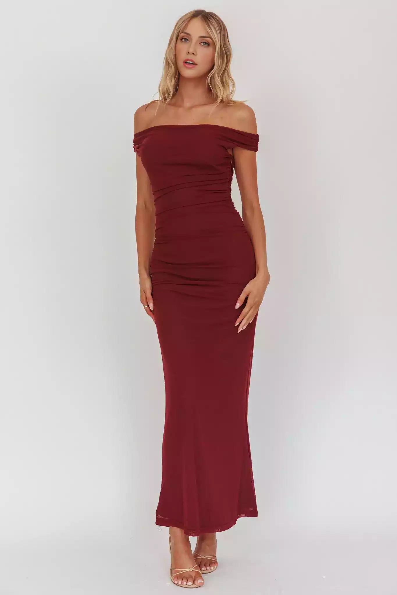 Gorgeous off shoulder slim fit silhouette with zipper on the long side Prom Dresses