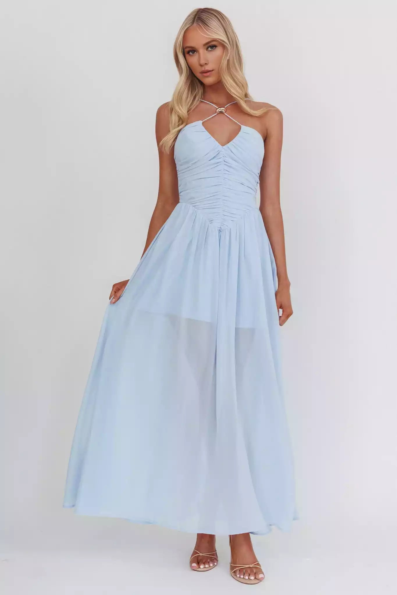 Gorgeous pleated corset with adjustable shoulder straps and zipper at the back Prom Dresses