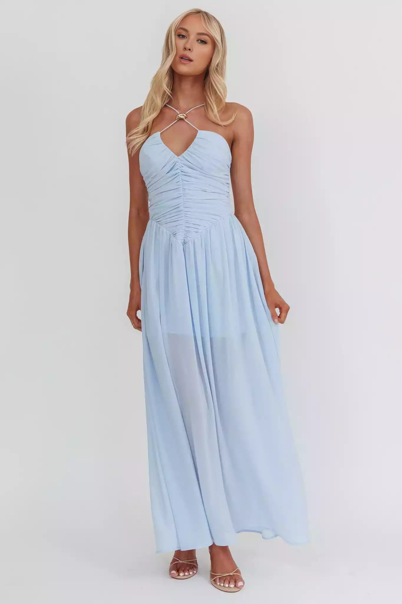 Gorgeous pleated corset with adjustable shoulder straps and zipper at the back Prom Dresses