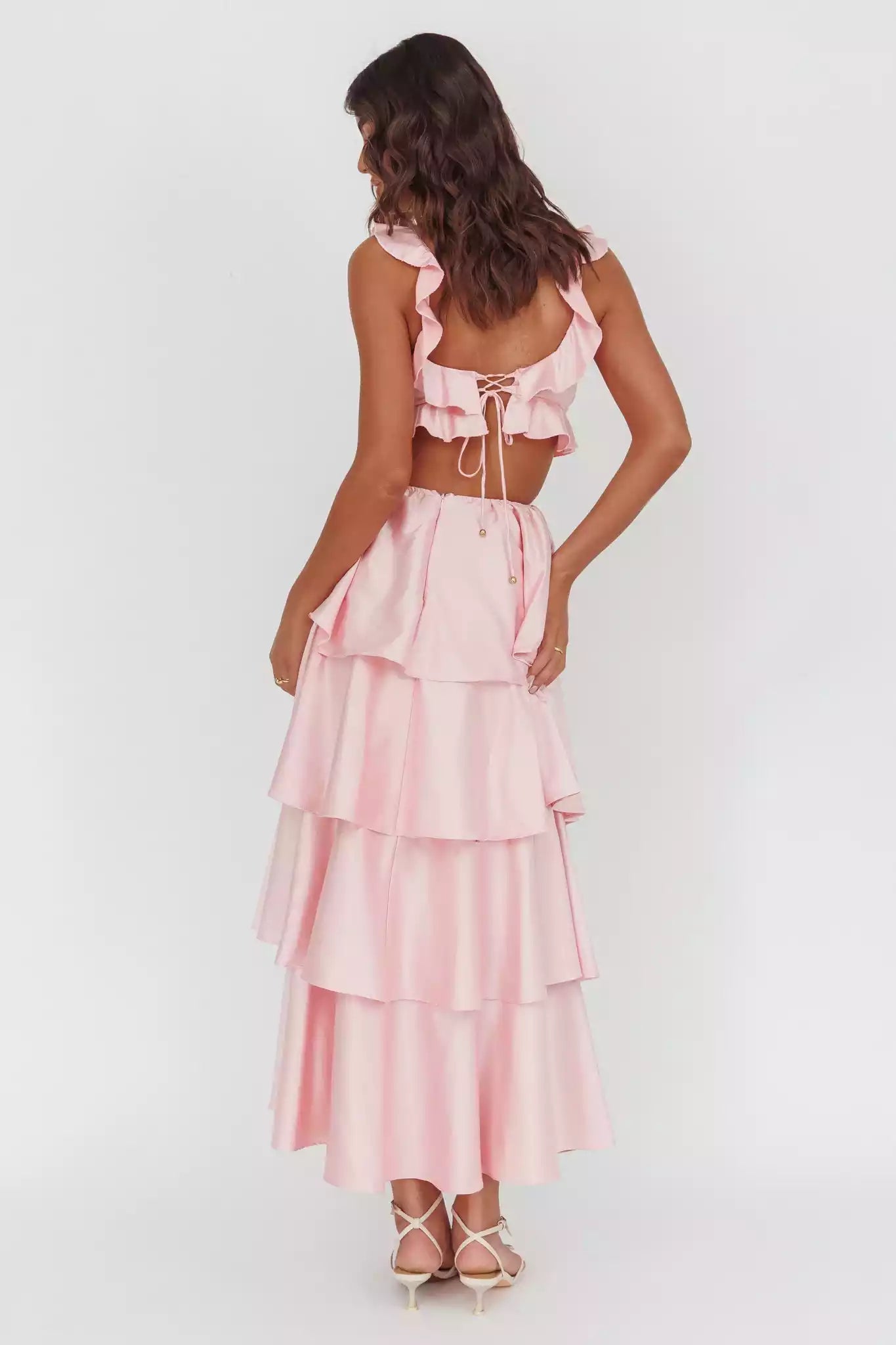Gorgeous ruffled waist hollow design with zipper at the back for an unforgettable look Prom Dresses