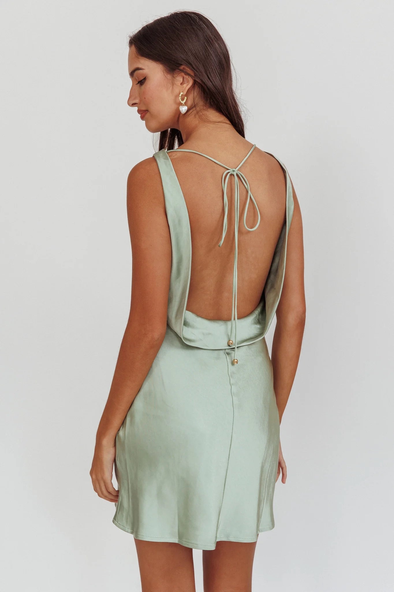 Gorgeous satin mini backless tie with hidden side zipper Homecoming Dresses