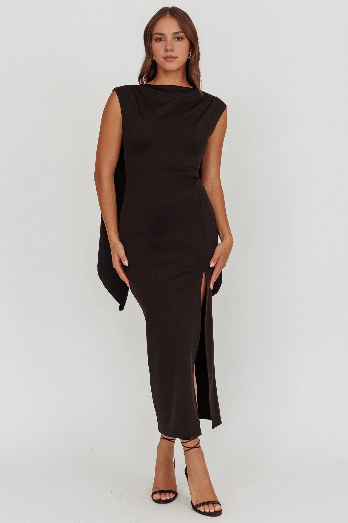 Gorgeous slim fit front slit low back lace up bridesmaid dress