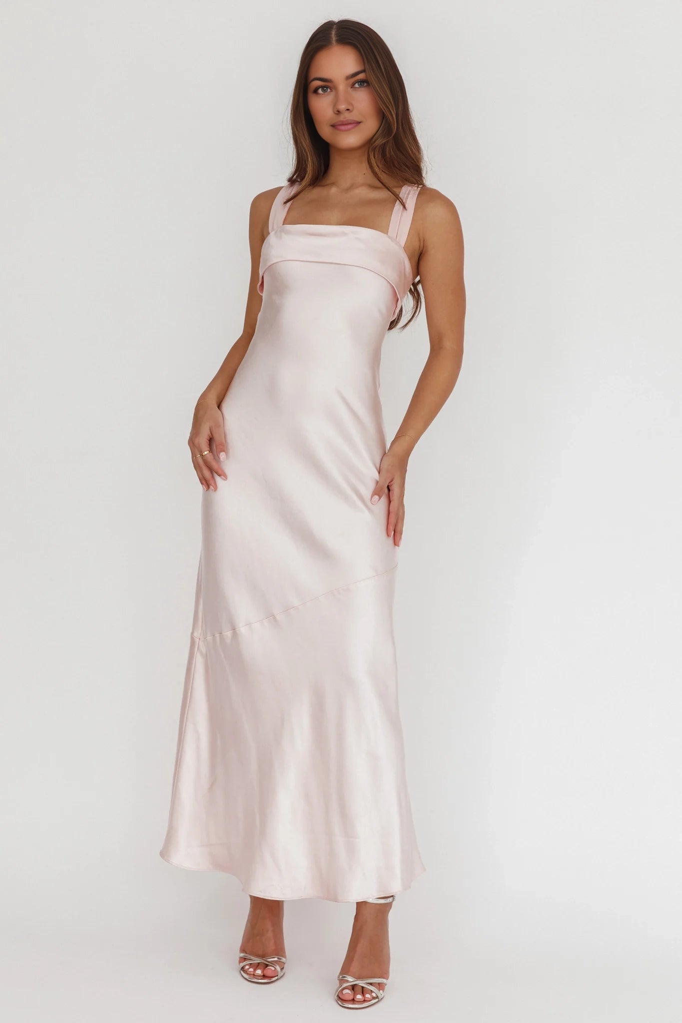 Gorgeous soft satin shoulder strap details with zipper on the side Homecoming Dresses